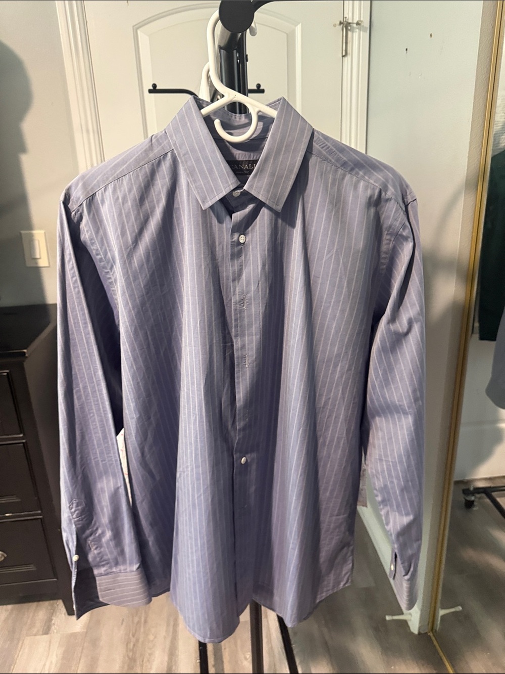 Canali Light Blue Pinstripe Dress Shirt